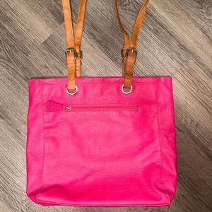 Hot Pink Faux Leather Tote